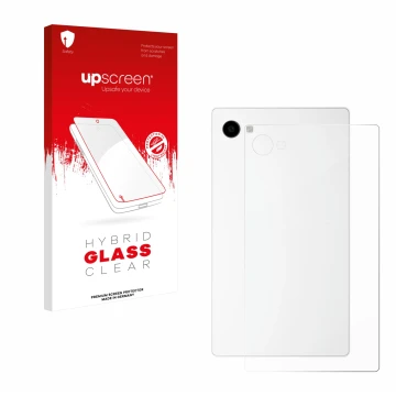 Parte frontale di una confezione del prodotto con il logo del marchio upscreen. Accanto è raffigurato il dispositivo The Minim