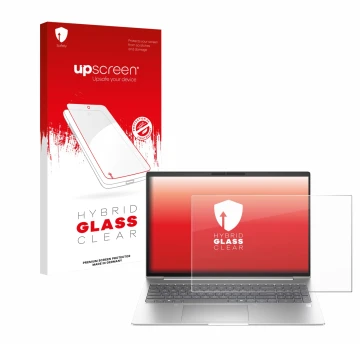 Parte frontale di una confezione del prodotto con il logo del marchio upscreen. Accanto è raffigurato il dispositivo HP EliteB