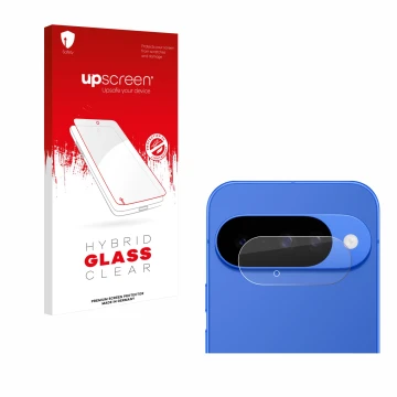 Parte frontale di una confezione del prodotto con il logo del marchio upscreen. Accanto è raffigurato il dispositivo Google Pi