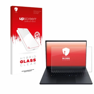 Parte frontale di una confezione del prodotto con il logo del marchio upscreen. Accanto è raffigurato il dispositivo Razer Bla