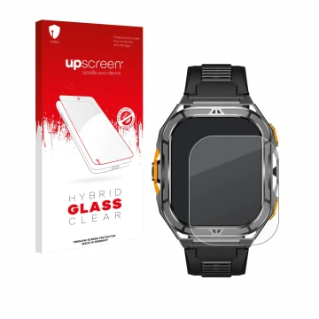 Parte frontale di una confezione del prodotto con il logo del marchio upscreen. Accanto è raffigurato il dispositivo Stahlgear