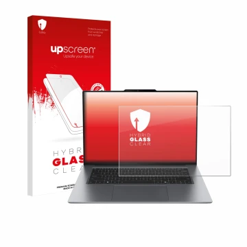 Parte frontale di una confezione del prodotto con il logo del marchio upscreen. Accanto è raffigurato il dispositivo Lenovo Th