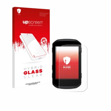 Parte frontale di una confezione del prodotto con il logo del marchio upscreen. Accanto è raffigurato il dispositivo Garmin Ed