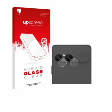 Parte frontale di una confezione del prodotto con il logo del marchio upscreen. Accanto è raffigurato il dispositivo Sony Xper