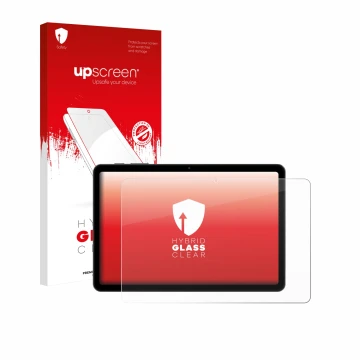 Parte frontale di una confezione del prodotto con il logo del marchio upscreen. Accanto è raffigurato il dispositivo Tabwee T8