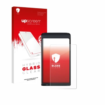 Parte frontale di una confezione del prodotto con il logo del marchio upscreen. Accanto è raffigurato il dispositivo Vasco Tra