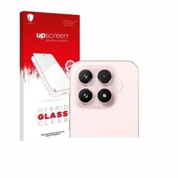 Parte frontale di una confezione del prodotto con il logo del marchio upscreen. Accanto è raffigurato il dispositivo Xiaomi 17