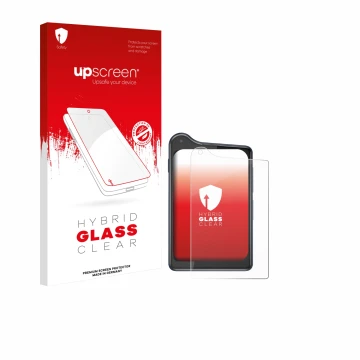 Parte frontale di una confezione del prodotto con il logo del marchio upscreen. Accanto è raffigurato il dispositivo Xiaomi Qi