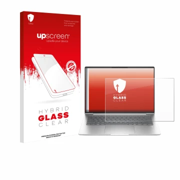 Parte frontale di una confezione del prodotto con il logo del marchio upscreen. Accanto è raffigurato il dispositivo HP EliteB