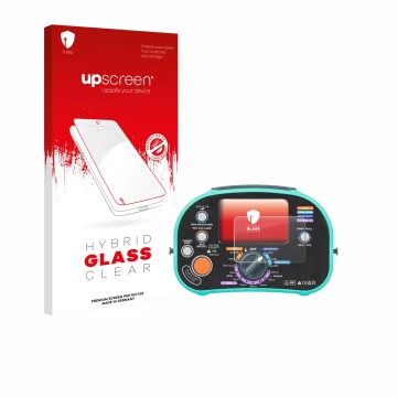 Parte frontale di una confezione del prodotto con il logo del marchio upscreen. Accanto è raffigurato il dispositivo Kewtech K