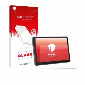Parte frontale di una confezione del prodotto con il logo del marchio upscreen. Accanto è raffigurato il dispositivo Carpuride