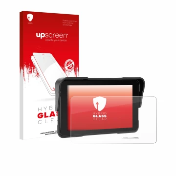 Parte frontale di una confezione del prodotto con il logo del marchio upscreen. Accanto è raffigurato il dispositivo Sixwin P2