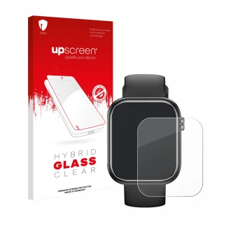 Parte frontale di una confezione del prodotto con il logo del marchio upscreen. Accanto è raffigurato il dispositivo RLQA G104