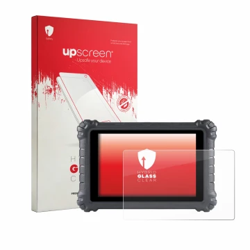 Parte frontale di una confezione del prodotto con il logo del marchio upscreen. Accanto è raffigurato il dispositivo Autel Max