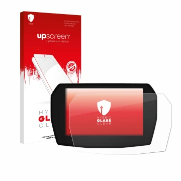 Parte frontale di una confezione del prodotto con il logo del marchio upscreen. Accanto è raffigurato il dispositivo Ducati St