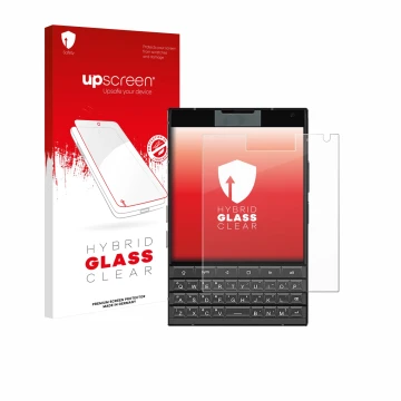 Parte frontale di una confezione del prodotto con il logo del marchio upscreen. Accanto è raffigurato il dispositivo Unihertz 