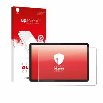 Parte frontale di una confezione del prodotto con il logo del marchio upscreen. Accanto è raffigurato il dispositivo Lenovo Ta