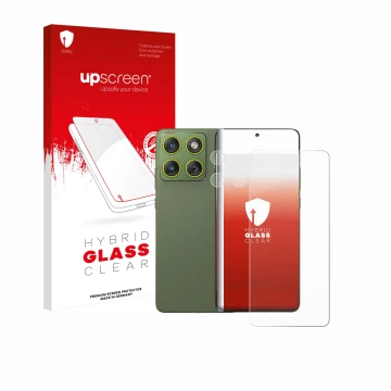 Parte frontale di una confezione del prodotto con il logo del marchio upscreen. Accanto è raffigurato il dispositivo Motorola 