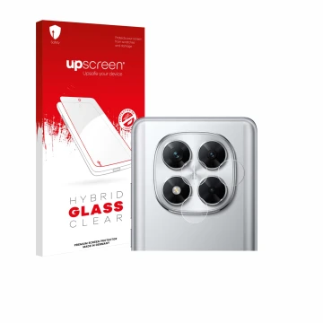 Parte frontale di una confezione del prodotto con il logo del marchio upscreen. Accanto è raffigurato il dispositivo Xiaomi Po