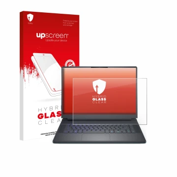 Parte frontale di una confezione del prodotto con il logo del marchio upscreen. Accanto è raffigurato il dispositivo Dell Alie