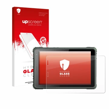 Parte frontale di una confezione del prodotto con il logo del marchio upscreen. Accanto è raffigurato il dispositivo Geshem MT