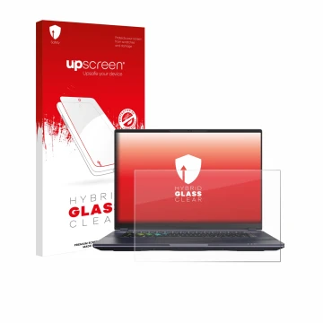 Parte frontale di una confezione del prodotto con il logo del marchio upscreen. Accanto è raffigurato il dispositivo Gigabyte 