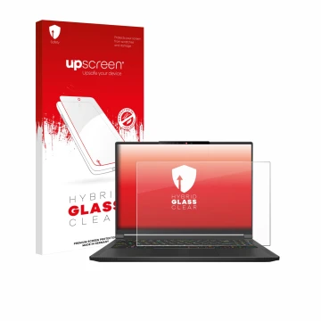 Parte frontale di una confezione del prodotto con il logo del marchio upscreen. Accanto è raffigurato il dispositivo MSI Steal
