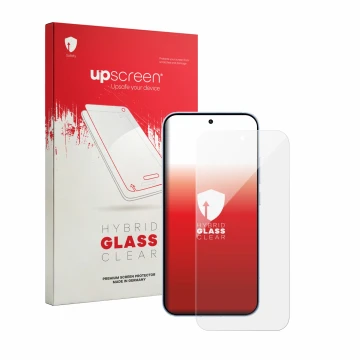 Parte frontale di una confezione del prodotto con il logo del marchio upscreen. Accanto è raffigurato il dispositivo Oppo Reno