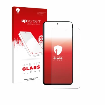 Parte frontale di una confezione del prodotto con il logo del marchio upscreen. Accanto è raffigurato il dispositivo Xiaomi Po