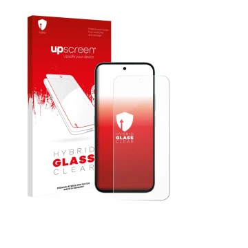 Parte frontale di una confezione del prodotto con il logo del marchio upscreen. Accanto è raffigurato il dispositivo Honor X6c