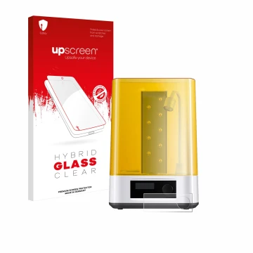 Parte frontale di una confezione del prodotto con il logo del marchio upscreen. Accanto è raffigurato il dispositivo Anycubic 