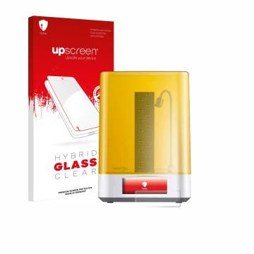 Parte frontale di una confezione del prodotto con il logo del marchio upscreen. Accanto è raffigurato il dispositivo Anycubic 