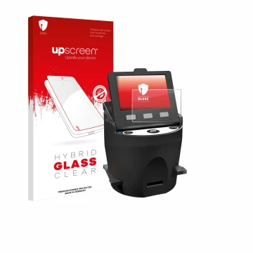 Parte frontale di una confezione del prodotto con il logo del marchio upscreen. Accanto è raffigurato il dispositivo Kodak SCA