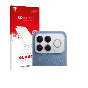 Parte frontale di una confezione del prodotto con il logo del marchio upscreen. Accanto è raffigurato il dispositivo Xiaomi Po