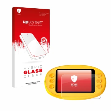 Parte frontale di una confezione del prodotto con il logo del marchio upscreen. Accanto è raffigurato il dispositivo Ashfly in