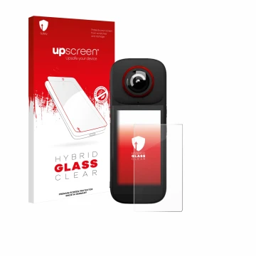 Parte frontale di una confezione del prodotto con il logo del marchio upscreen. Accanto è raffigurato il dispositivo Labpano P