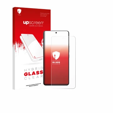 Parte frontale di una confezione del prodotto con il logo del marchio upscreen. Accanto è raffigurato il dispositivo Oppo K13 