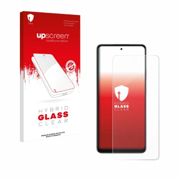 Parte frontale di una confezione del prodotto con il logo del marchio upscreen. Accanto è raffigurato il dispositivo Oppo A5x 