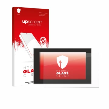 Parte frontale di una confezione del prodotto con il logo del marchio upscreen. Accanto è raffigurato il dispositivo Dacia Big