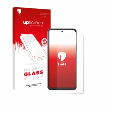 Parte frontale di una confezione del prodotto con il logo del marchio upscreen. Accanto è raffigurato il dispositivo Cubot Not