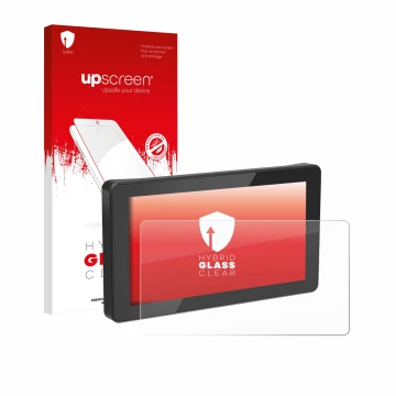 Parte frontale di una confezione del prodotto con il logo del marchio upscreen. Accanto è raffigurato il dispositivo Innovv N1