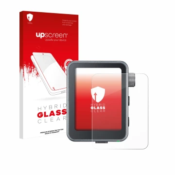 Parte frontale di una confezione del prodotto con il logo del marchio upscreen. Accanto è raffigurato il dispositivo Godox X3 