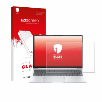 Parte frontale di una confezione del prodotto con il logo del marchio upscreen. Accanto è raffigurato il dispositivo HP EliteB