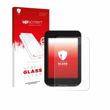 Parte frontale di una confezione del prodotto con il logo del marchio upscreen. Accanto è raffigurato il dispositivo Bikevee B