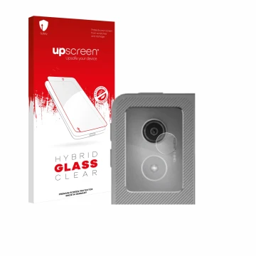 Parte frontale di una confezione del prodotto con il logo del marchio upscreen. Accanto è raffigurato il dispositivo Lenovo Id