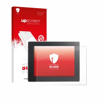 Parte frontale di una confezione del prodotto con il logo del marchio upscreen. Accanto è raffigurato il dispositivo Weintek c