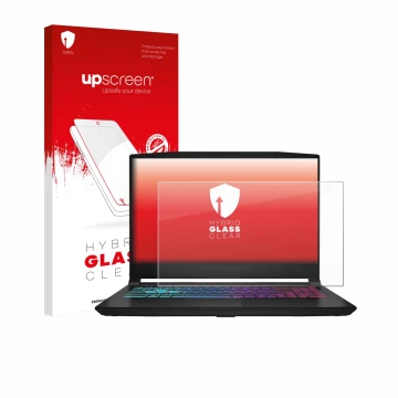 Parte frontale di una confezione del prodotto con il logo del marchio upscreen. Accanto è raffigurato il dispositivo MSI Katan
