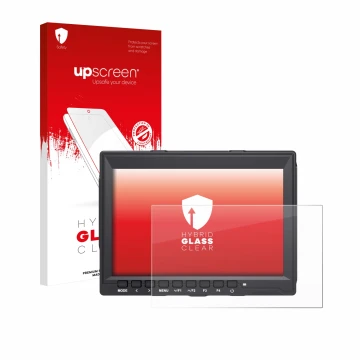 Parte frontale di una confezione del prodotto con il logo del marchio upscreen. Accanto è raffigurato il dispositivo Feelworld
