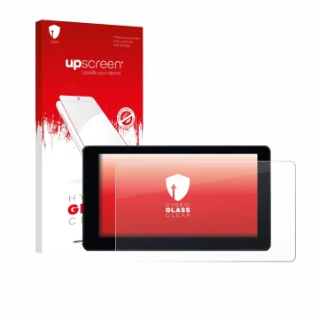 Parte frontale di una confezione del prodotto con il logo del marchio upscreen. Accanto è raffigurato il dispositivo Zontes 36