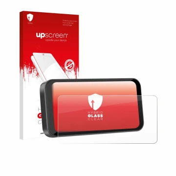 Parte frontale di una confezione del prodotto con il logo del marchio upscreen. Accanto è raffigurato il dispositivo Carpuride